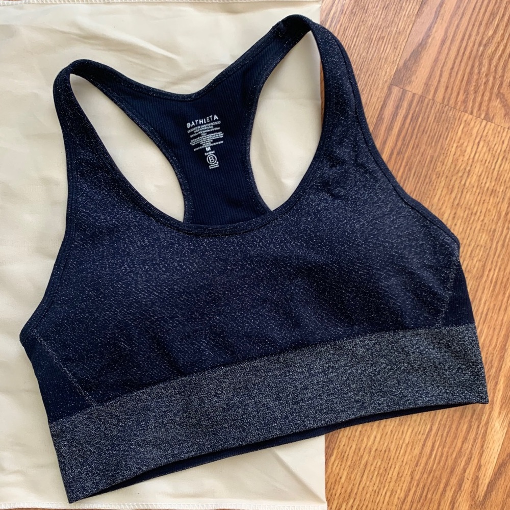 EUC Navy Glitter Athleta Sports Bra